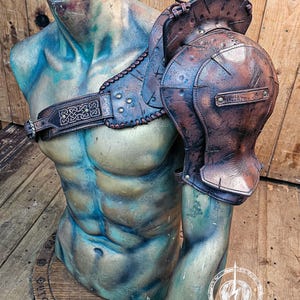Leather Shoulder Armor for LARP Cosplay or Renaissance Fair Viking Pauldron Celtic Details Fantasy Warrior Costume Barbarian Shoulder Pad