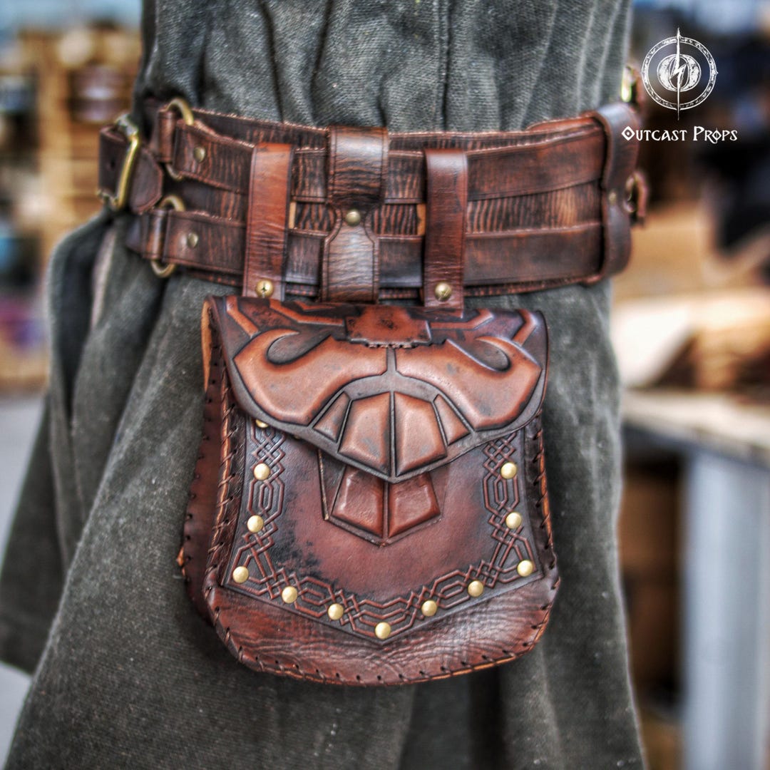 Leather Belt Pouch Medieval Fantasy Waist Bag LARP Cosplay