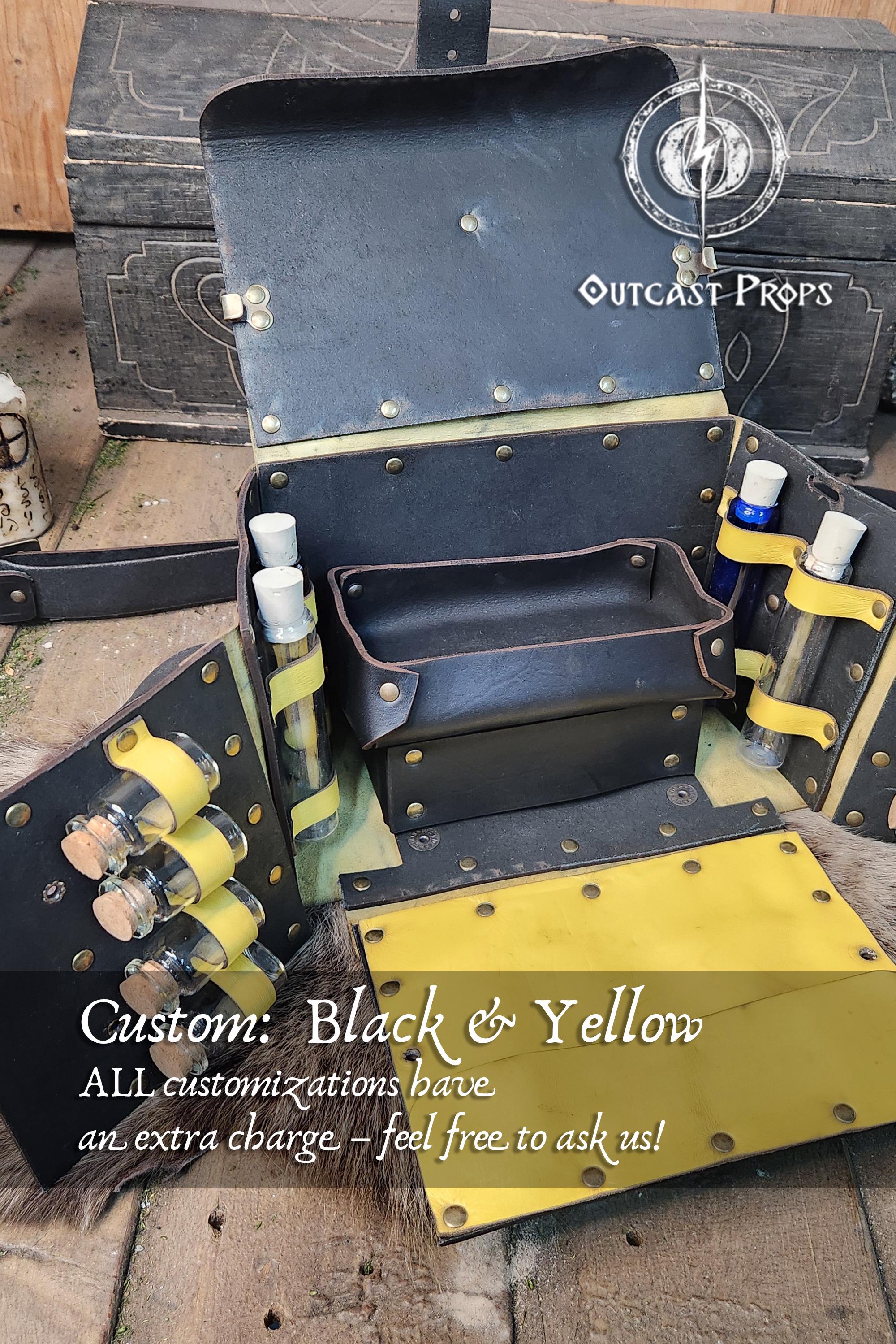 Alchemist Leather Larp Bag Potion Set for Steampunk Alchemist