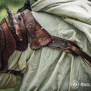 Barbarian Viking Leather Pauldron with haute armor set larp armor viking shoulder piece men post apocalyptic cosplay