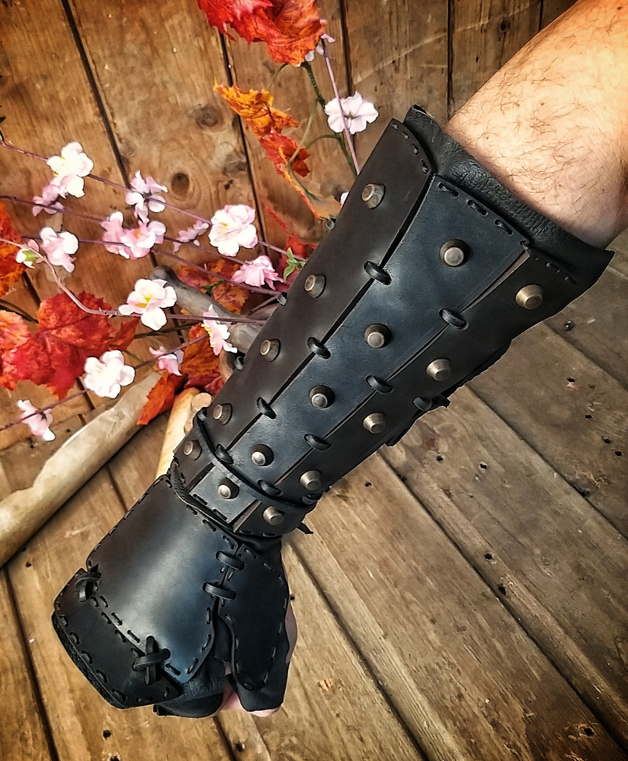 Samurai Leather Bracers Larp or Cosplay Leather and Metal - Etsy Australia