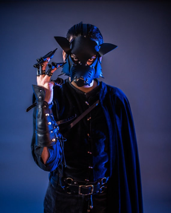 Mask Wolf Leather Masquerade Black Animal - Etsy