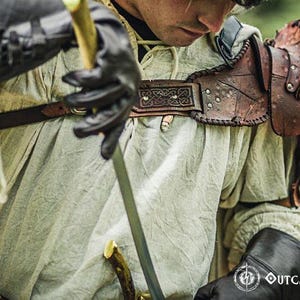 Barbarian Viking Leather Pauldron with haute armor set larp armor viking shoulder piece men post apocalyptic cosplay