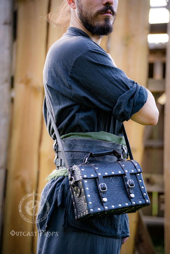 革製の宝箱、海賊のチェストバッグ、LARP海賊バックパック、宝箱の財布