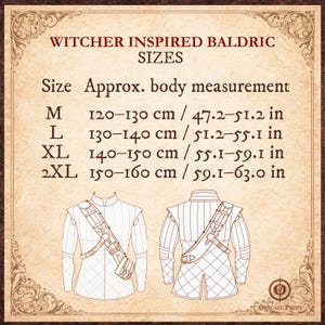 Ursine rustning läder Baldric Witcher inspirerad björn skolutrustning läderbandolier för LARP Cosplay handgjord justerbar sele bild 7