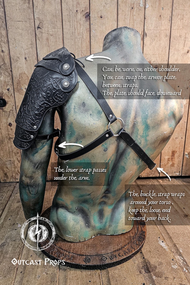 Leather Shoulder Pauldron: Musketeer Armor for LARP, Renaissance LARP, cosplay, Ren Faire accessory, Aramis inspired