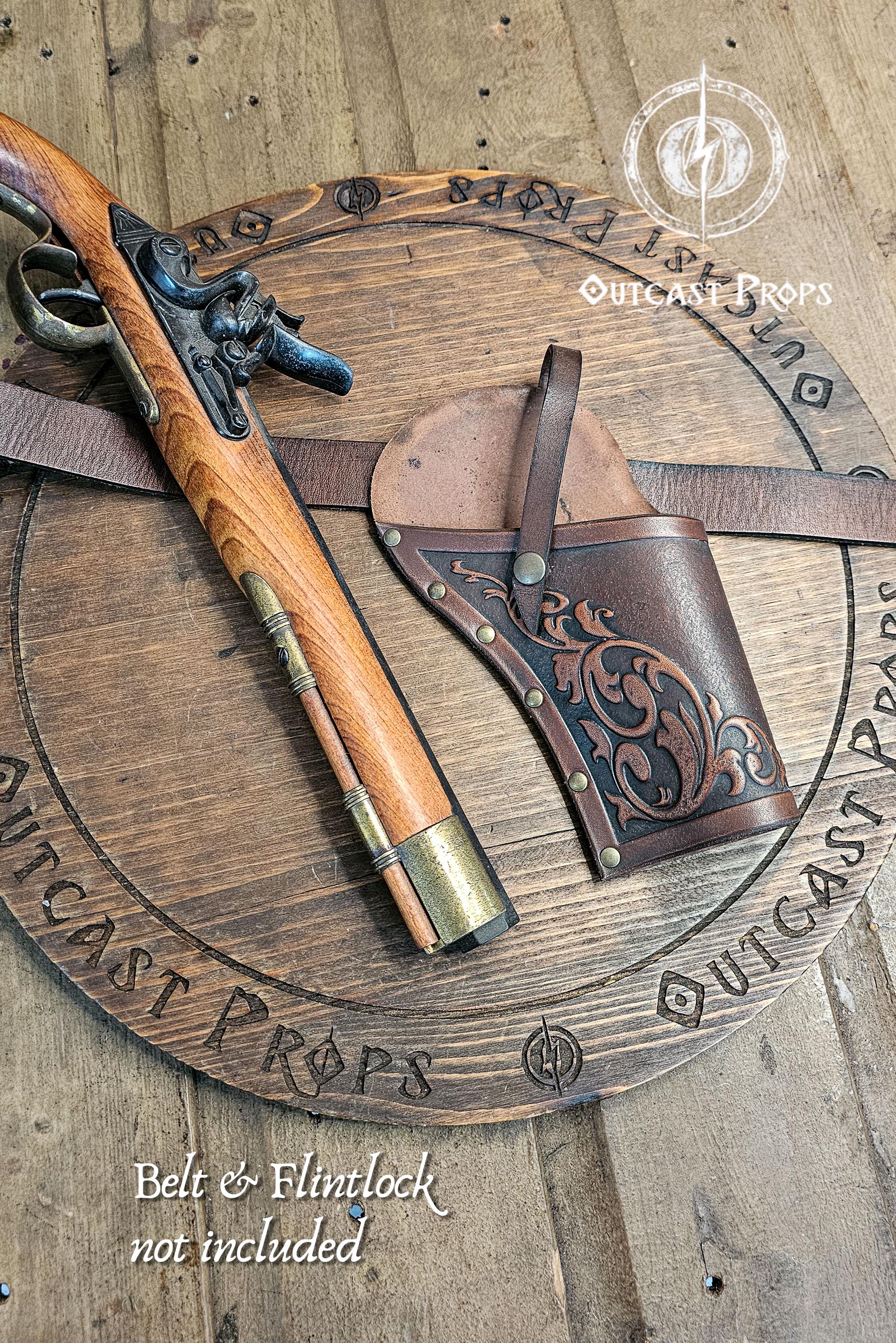 Étui à couteau vintage médiéval Steampunk en cuir PU Étui à dague de pirate Porte-couteau à double épaule Accessoire de costume de cosplay d'Halloween, style médiéval, style médiéval lapon (marro