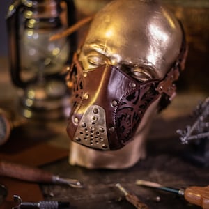 Leather face mask Steampunk Mask leather diesel punk wasteland burning man respirator Dystopian armor larp