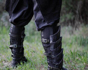 Par De Grebas Medievales De Cuero – Cubrezapatos Renacentistas Para Disfraces De Guerrero, Vikingo O Caballero, Ajuste Unisex