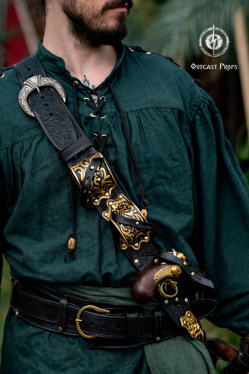 Pirate Baldric Flintlock Holster Pirate Costume Bandolier Gun Belt ...