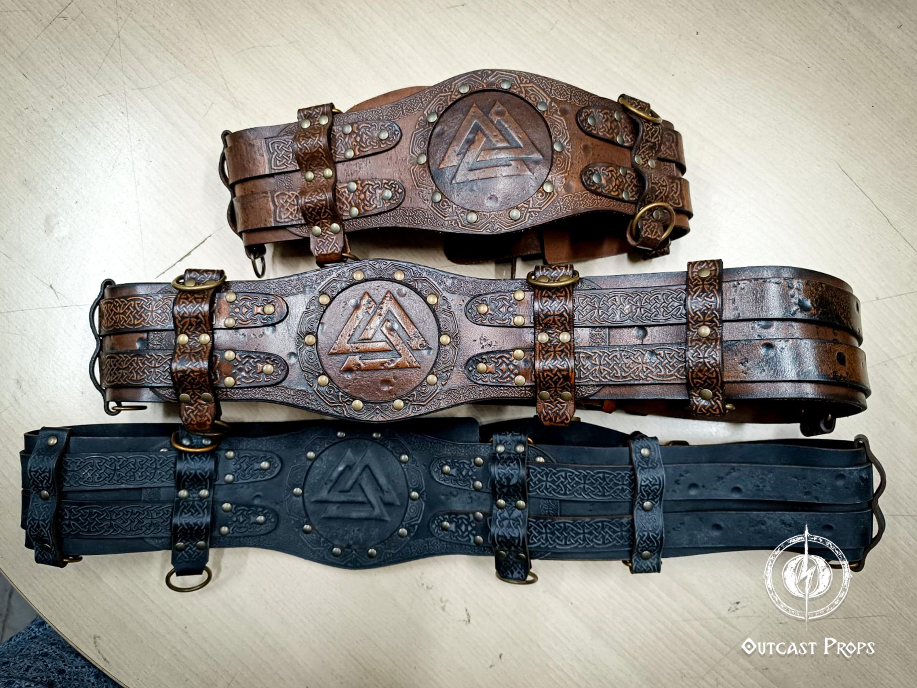 Cintura in pelle vichinga, personalizzabile, costume da guerriero fantasy medievale celtico per Renfaire LARP Cosplay e abito barbaro Valnut - Italia