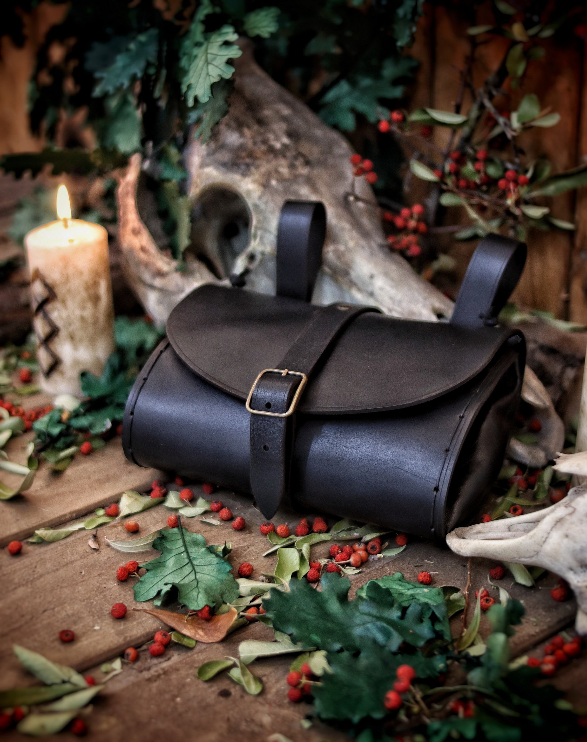 Leather Hip Bag Belt Bag for Larp Medieval Purse Steampunk 