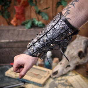 Leather Bracers Larp Armor Warlock Larp Witch Hunter Demon Hunter Bracers Armor Leather Armor Cosplay Medieval image 15