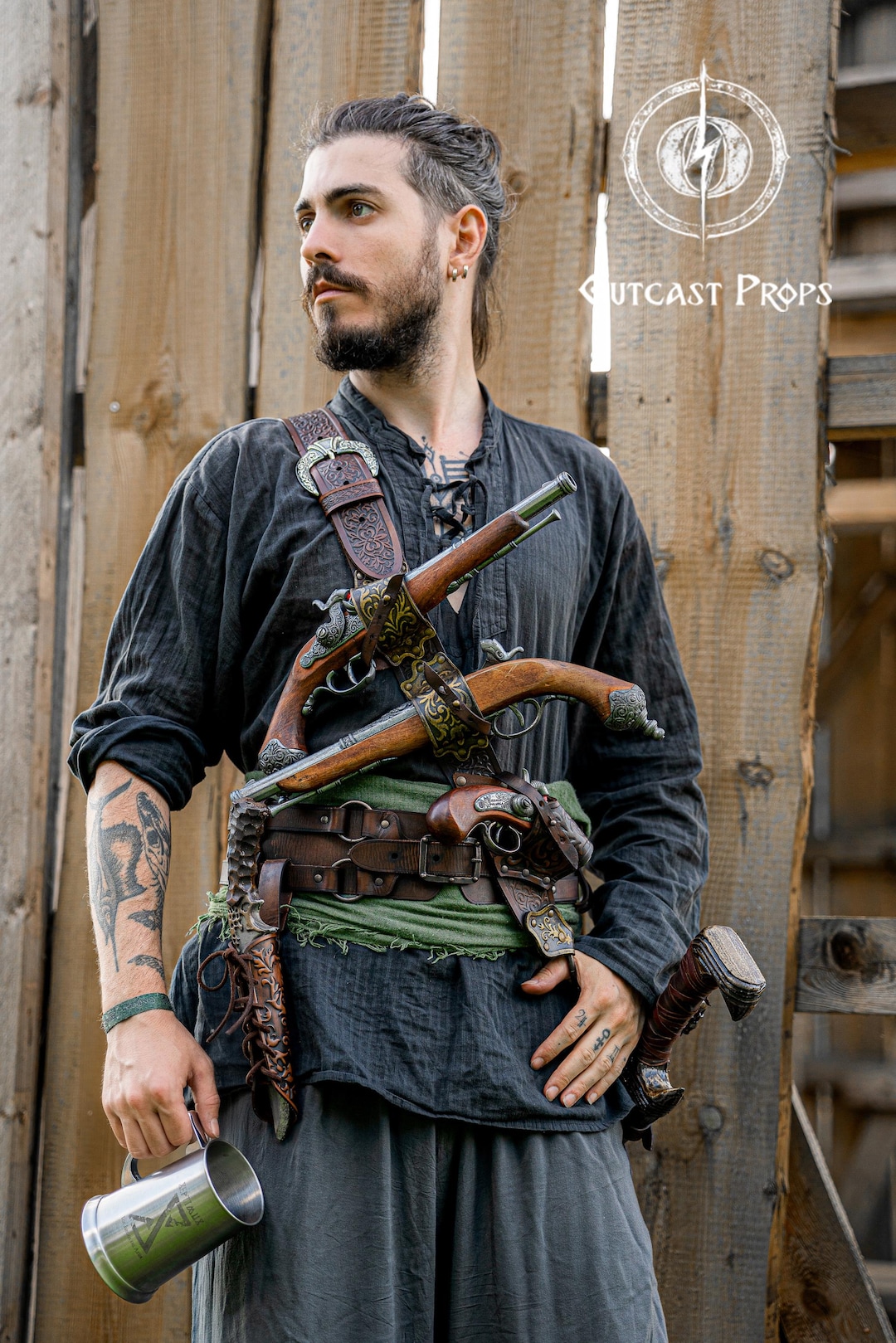 Pirate Baldric Flintlock Holster Pirate Costume Bandolier Gun Belt ...