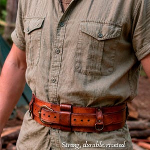 Bushcraft Leather Belt Wide Utility Belt Tactical Military Belt Steampunk Belt LARP Medieval Renaissance Faire Outdoor Gear Handmade Gift image 2