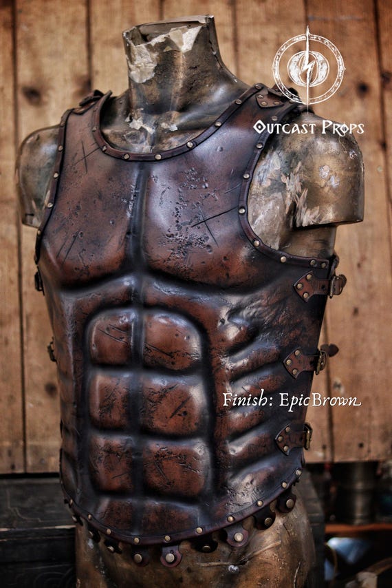 本物のローマ剣闘士レザーキュイラス - スパルタカスのコスプレ