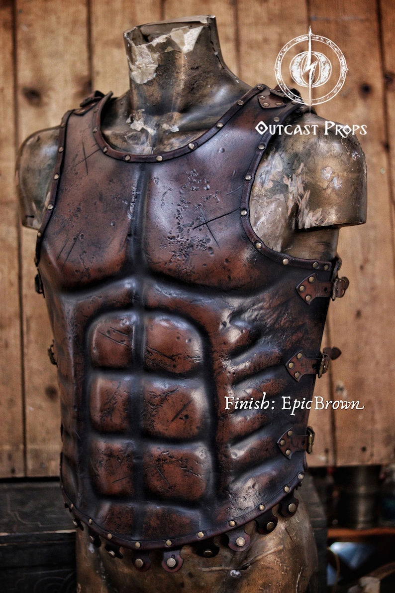 armatura romana, armatura greca, armatura da gladiatore, lorica musculata, corazza in pelle, armatura di Spartaco, armatura romana, cosplay, larp, armatura in pelle per uomini Epic Brown