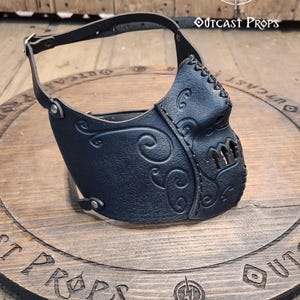 Death Wizard Leather Mask M1 Handcrafted Mask for Dark mages witches and powerful sorcerers with Intricate Details and Metallic Finish image 7