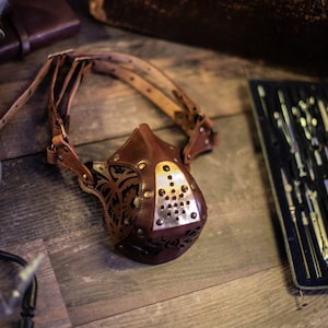 Leather face mask Steampunk Mask leather diesel punk wasteland burning man respirator Dystopian armor larp