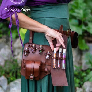 Leather Leg Harness Potion Holster Alchemist LARP Steampunk Costume Accessory for Witch Herbologist