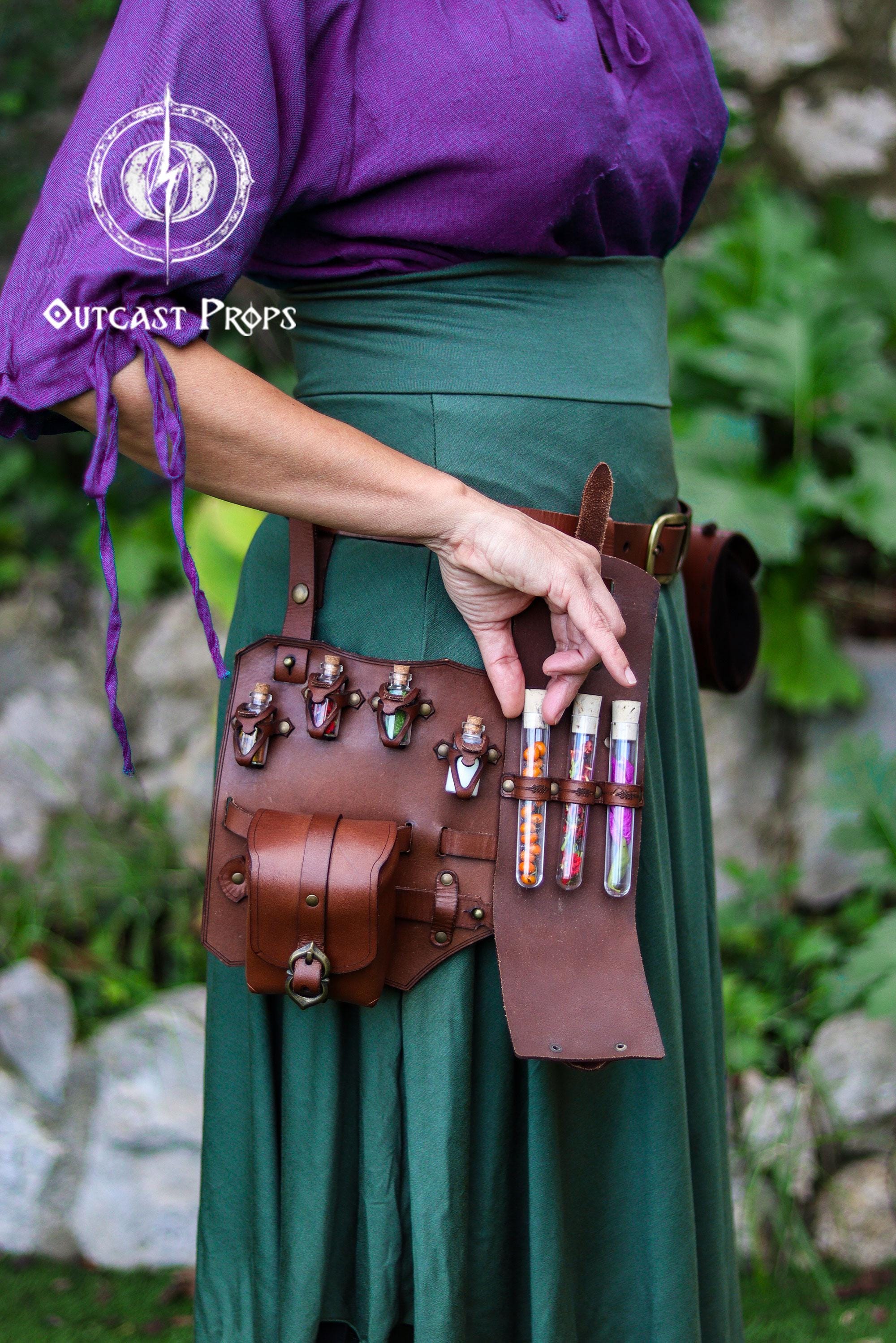 革製レッグハーネス ポーションホルスター 錬金術師 LARP スチーム 