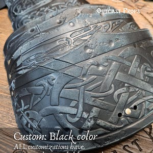 Handcrafted Viking Leather Shoulder Armor - Celtic Engraved Nordic Pauldrons for LARP & Cosplay