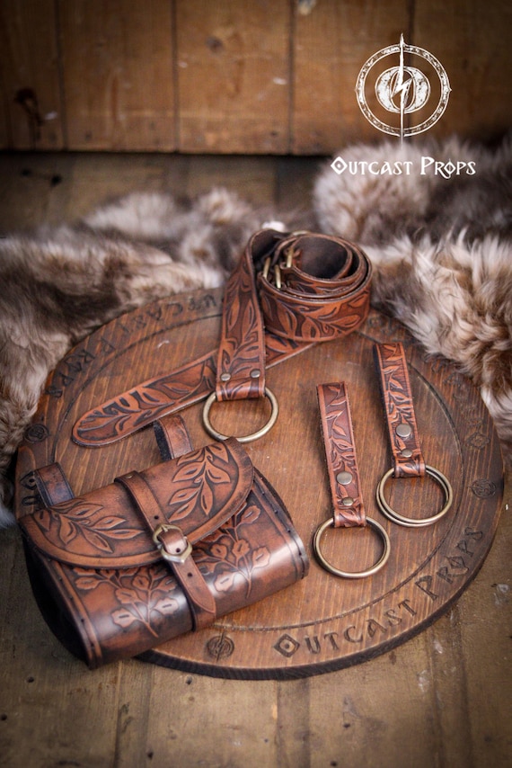 Joukavor Renaissance Belt & Skirt Hike Set – PU Leather, Adjustable, For LARP, Cosplay, Ren Faires (Black/Brown)