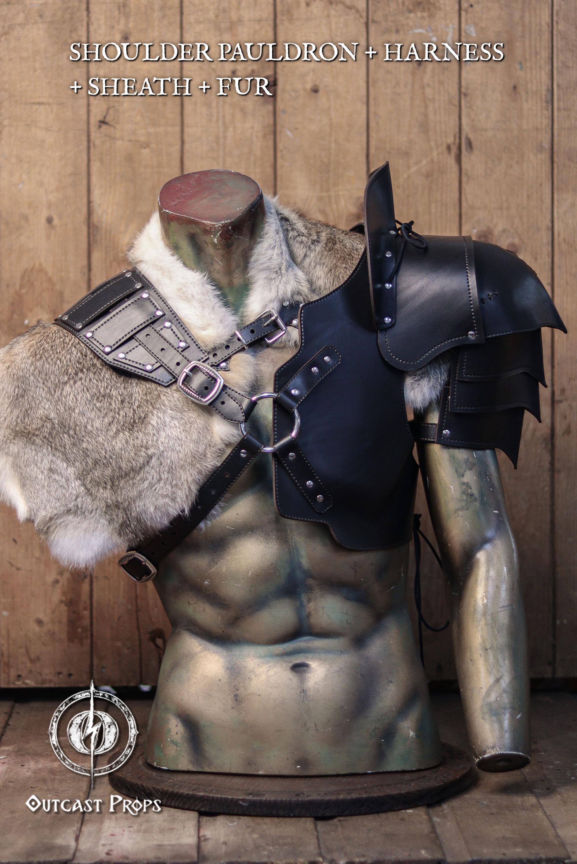 Armure D'épaule En Cuir Pour Cosplay LARP Renaissance - Style Médieval Warwolf Noir