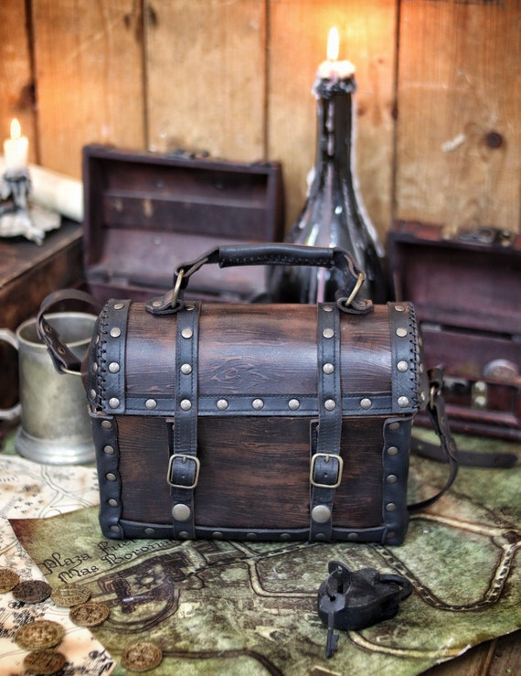 Pirate Chest Leather Bag Treasure Chest Purse Larp and -  Israel