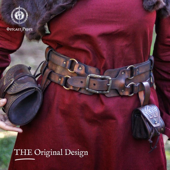 Adventurer Leather Belt for LARP Pirate Belt Alchemist Belt
