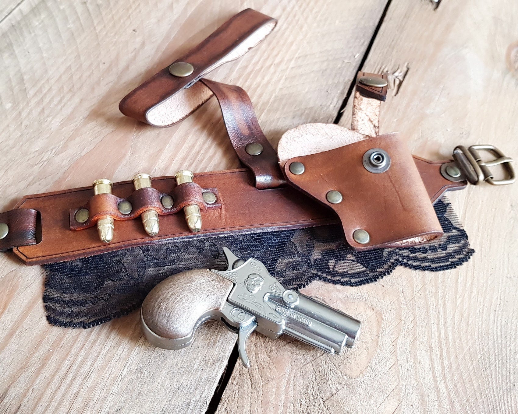 Gun Leg Hoslter Steampunk Derringer Garter replica pistol Etsy