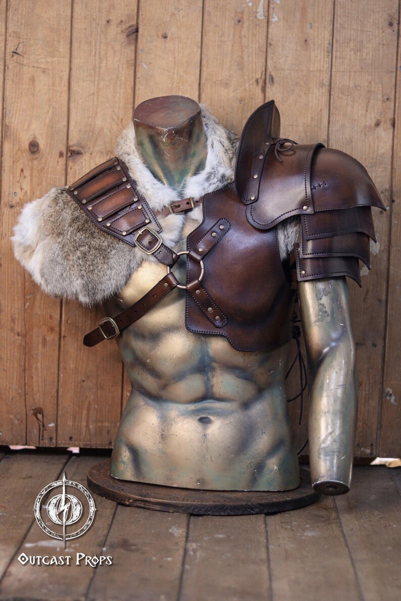 Viking Leather Armor Leather Armor Men Viking Armor Men Leather Pauldron Leather Shoulder Armor Barbarian Armor LARP Armor Cosplay