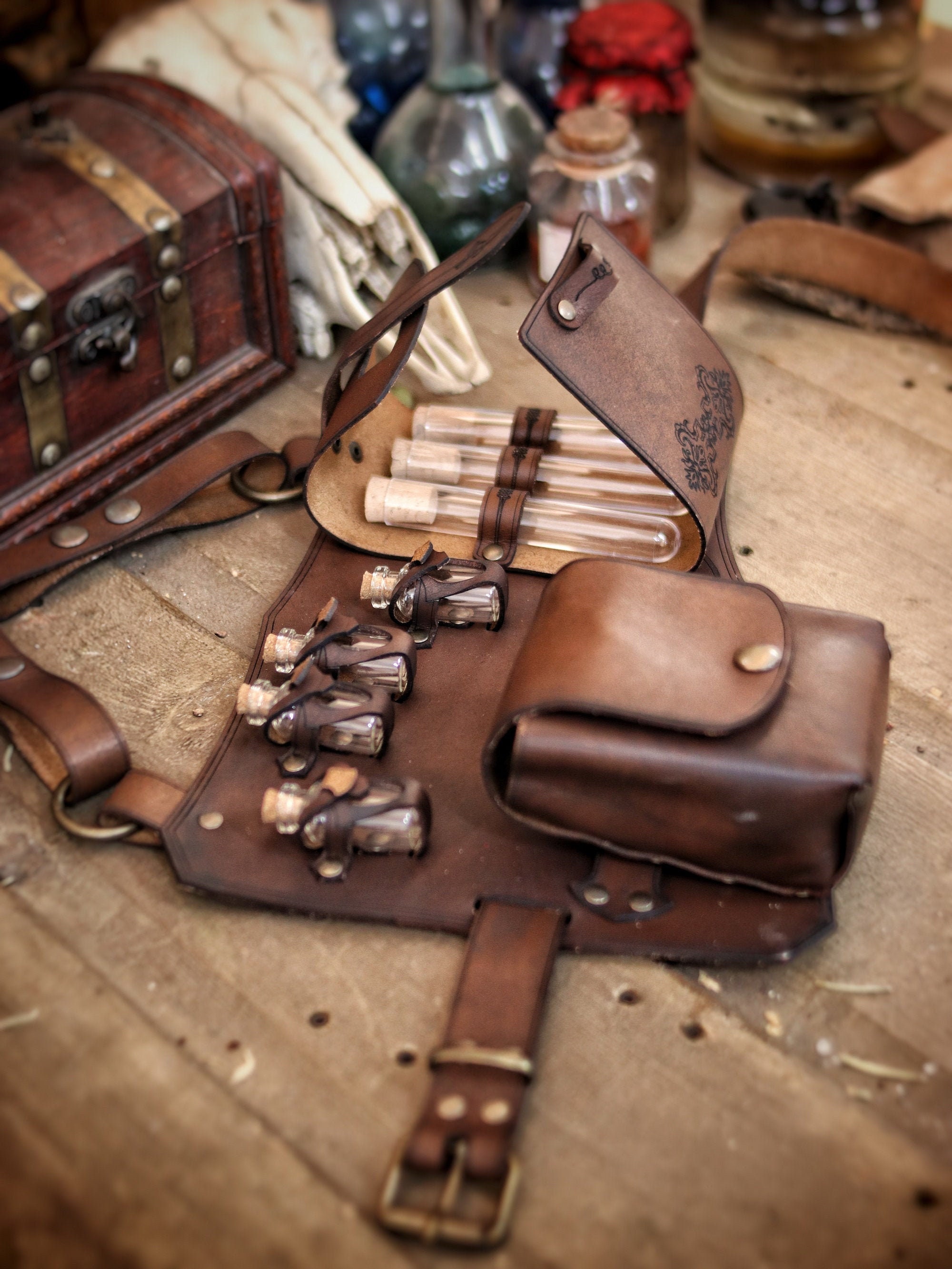 Leather Leg Harness Belt Leg Potion Holster Alchemist Larp Etsy