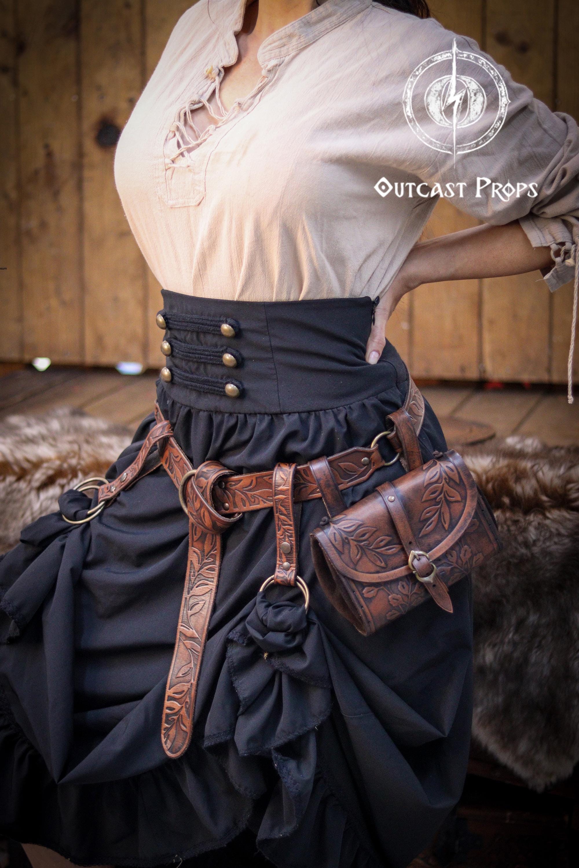 Medieval Floral Leather Skirt Hike Ring LARP Ren Faire  display picture 1