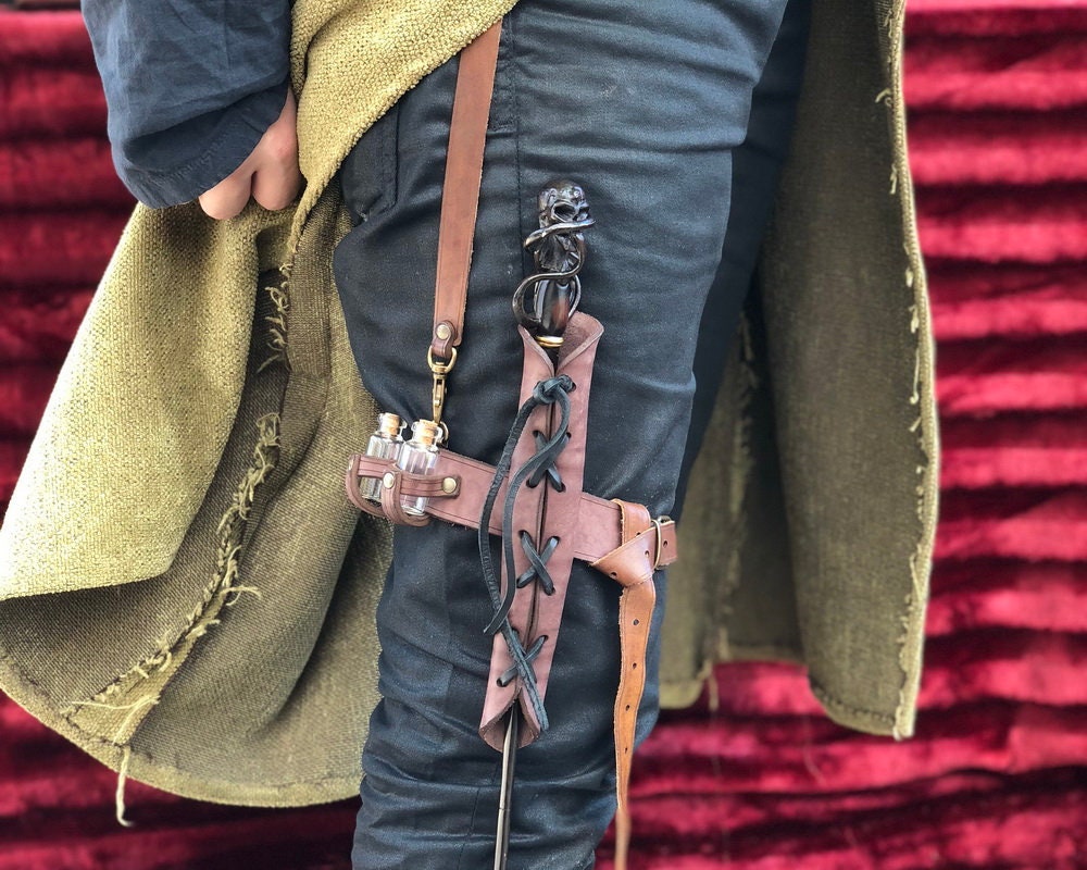 Magic Wand leather garter Holster with potions for wizard and Etsy