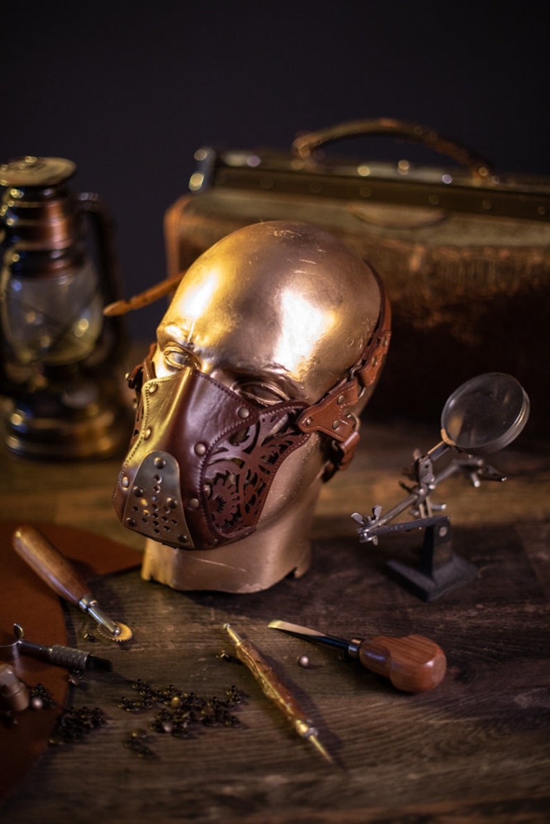 Leather face mask Steampunk Mask leather diesel punk wasteland burning man respirator Dystopian armor larp