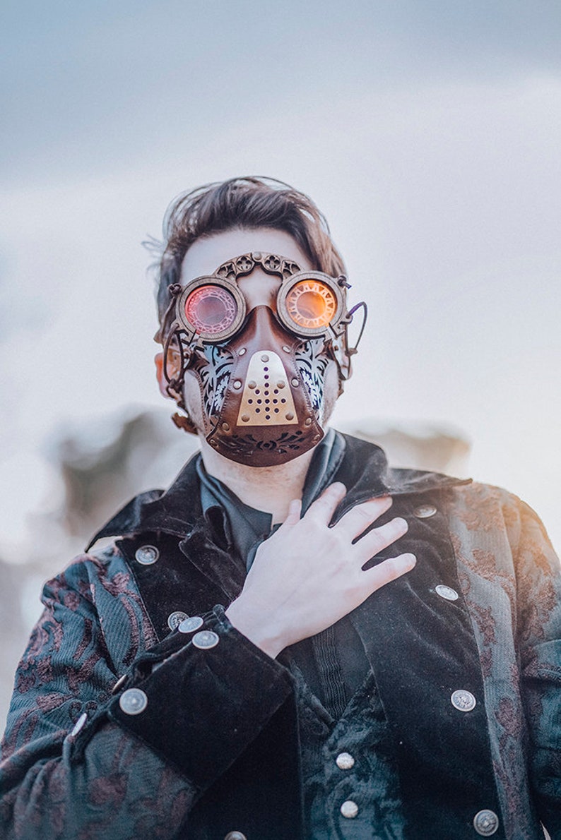 Leather face mask Steampunk Mask leather diesel punk wasteland burning man respirator Dystopian armor larp