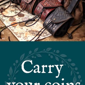 Leather Viking Belt Pouch Medieval Coin Pouch LARP Ren Faire Belt Bag Fantasy Dice Pouch Leather Celtic Cosplay Accessories Dwarf Gear image 19