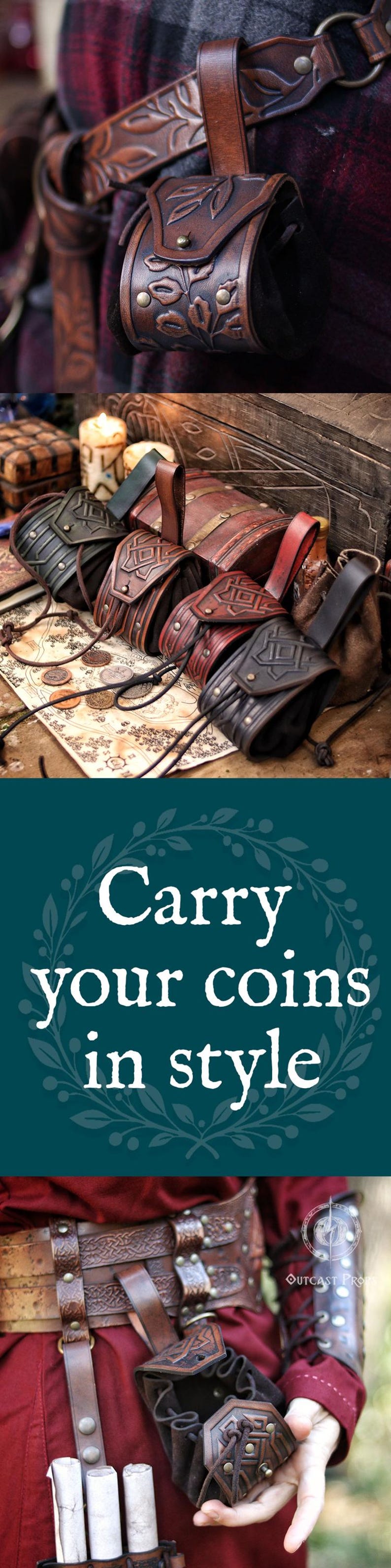 Leather Viking Belt Pouch Medieval Coin Pouch LARP Ren Faire Belt Bag Fantasy Dice Pouch Leather Celtic Cosplay Accessories Dwarf Gear image 19