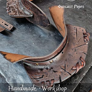Leather Shoulder Armor for LARP Cosplay or Renaissance Fair Viking Pauldron Celtic Details Fantasy Warrior Costume Barbarian Shoulder Pad