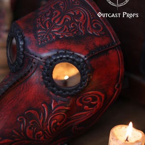 Plague Doctor Mask with Floral Engraved Leather - Steampunk Gothic Costume Accessory for LARP & Cosplay