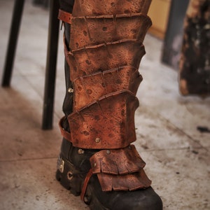 Dragon Scale Greaves for Viking Leg Armor for LARP Wasteland Cosplay Barbarian Shin Guards Fantasy Warrior Costume Post Apocalyptic Leg Gear