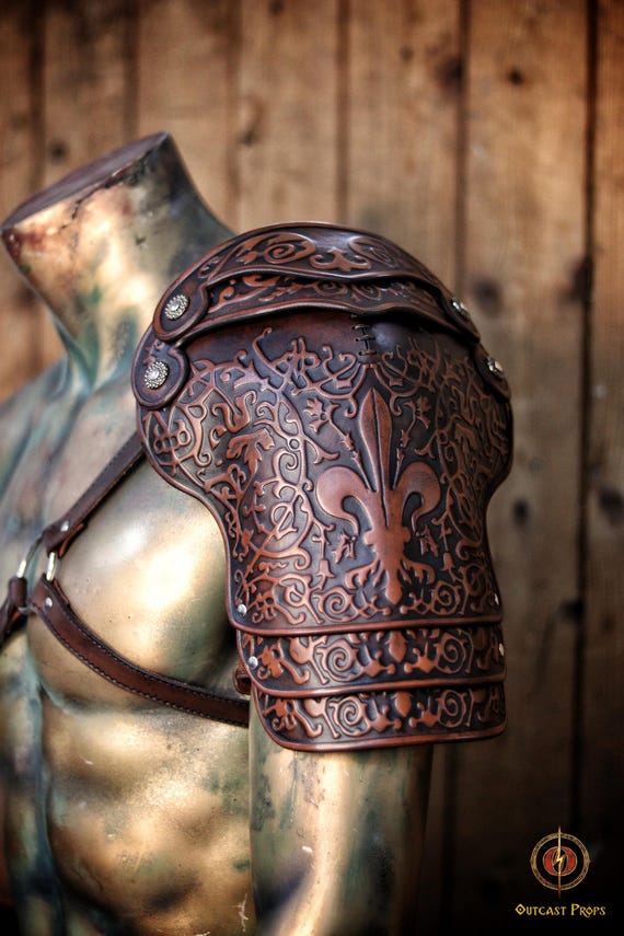 Leather Pauldron Shoulder Armor Musketeer Aramis Pauldron Leather Shoulder Armor Leather Armor Ren Faire Armor Larp Armor Renaissance Armor