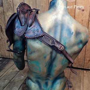 Leather Shoulder Armor for LARP Cosplay or Renaissance Fair Viking Pauldron Celtic Details Fantasy Warrior Costume Barbarian Shoulder Pad