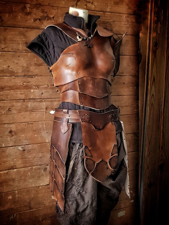 Armadura de cuero vikingo para mujer set larp armadura femenina