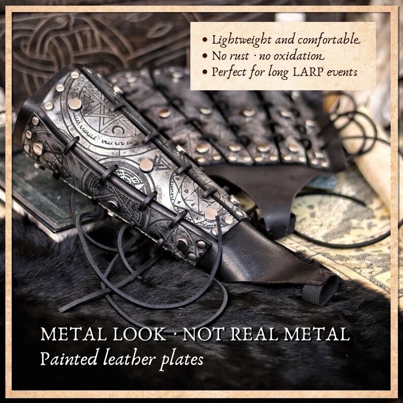 Leather Bracers Larp Armor Warlock Larp Witch Hunter Demon Hunter Bracers Armor Leather Armor Cosplay Medieval