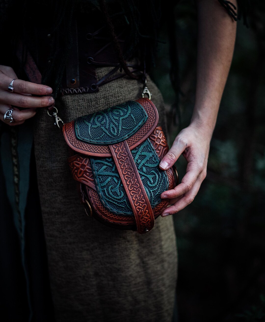Handcrafted Celtic Medieval Fantasy Leather Belt Pouch  display picture 3