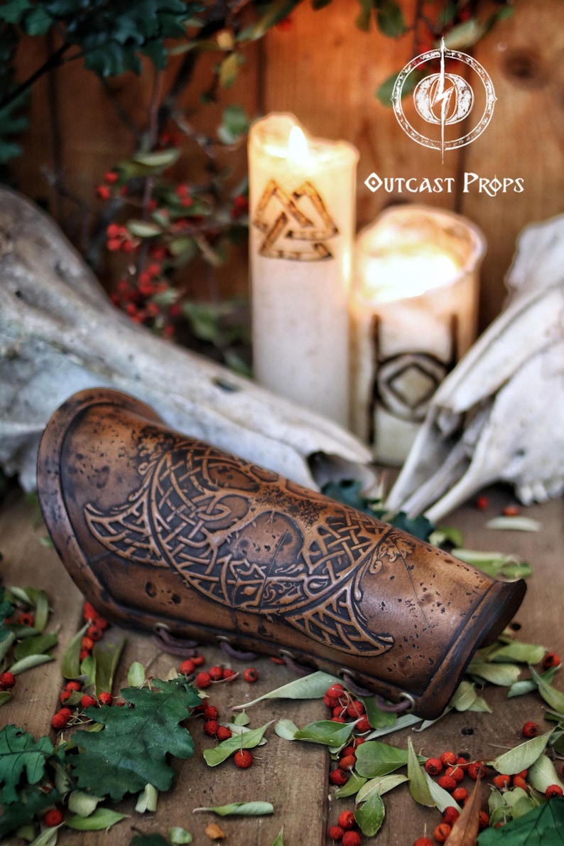 yggdrasil leather bracer viking bracers archery arm guard leather arm guard viking armor for larp viking costume leather armor
