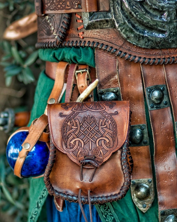 Viking Leather Pouch with Coins 