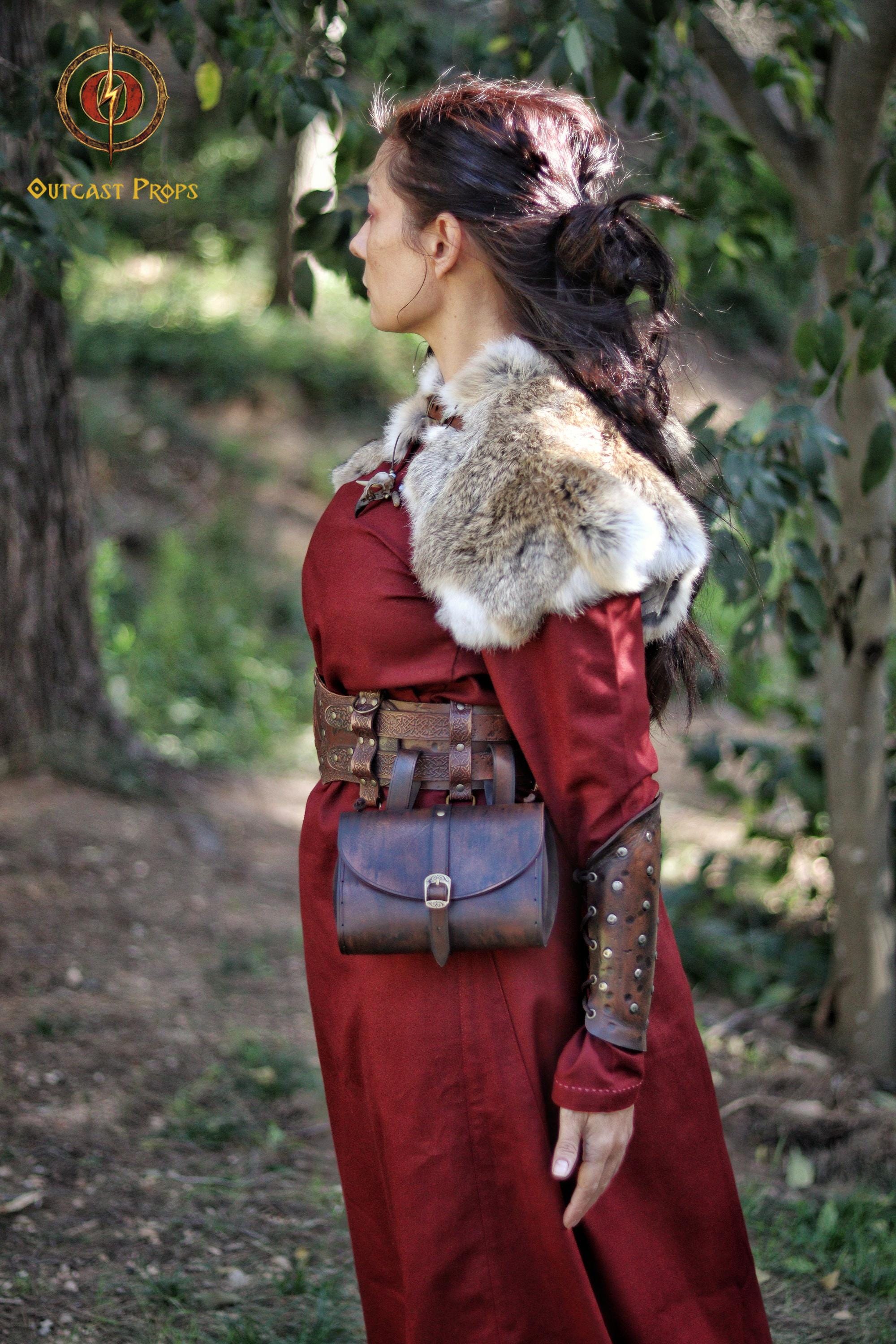 古びたレザーベルトバッグ 中世LARPポーチ バイキング ケルト エルフ